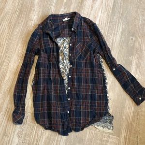 Boutique top, plaid front with back detail